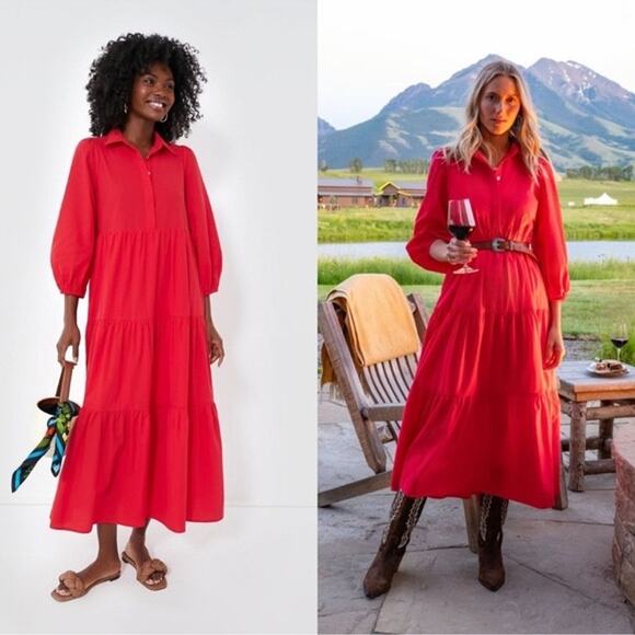 Tuckernuck Dresses & Skirts - Pomander Place by Tuckernuck Women’s M Mabel Tiered Maxi Dress Hibiscus Red
